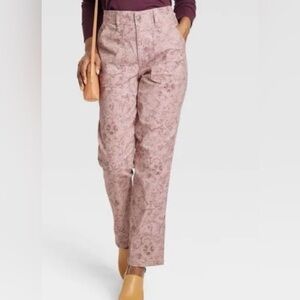 Knox Rose Mauve Floral Straight-Leg Pants